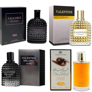 Men's Cologne Gift Set Include Valentine MilanoValentineChoco Musk &amp Valuable Paris - 3.4 Fl Oz Each | Vanilla Bourbon Leather &amp Amber Floral Fragrance | Luxury Eau de Toilette Quartet
