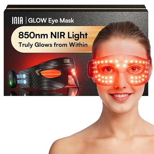 INIA Red Light Therapy Eye Mask for Under Eye Treatment &amp; Rejuvenation - Skincare Device for Dark Circles, Wrinkles, Forehead Lines, Crow's Feet