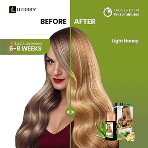 HERBBY Hair Color Shampoo for Gray Hair Coverage&ampColor Transform with 9 Herbal Extracts ?Long Lasting(6-8 Weeks)ShinyEvenly ColoredInstant Hair Dye Shampoo&ampConditioner 500 Ml (LIGHT HONEY