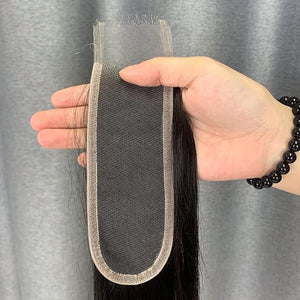 2x6 HD Swiss Lace Melt Skin Lace Closure Long Deep Parting Raw Hair Materials Straight Style Much Fuller with Natural Hair Line Human Hair Natural Black Color (20inch, HD 2x6 lace closure)