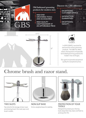 G.B.S Stylish Shaving Kit- For Men¡¯s Beard Traditional 42C Safety Razor, Badger Shaving Brush, Stainless Brush &amp; Razor Stand, Chrome Bowl, 3 Pack of Natural Shaving Soaps + 25 DE Razor Blades