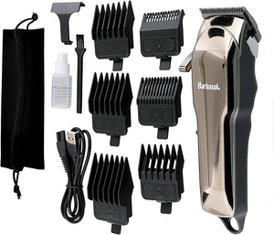 Barbasol Rechargeable Hair Clippers, Professional &amp; Home Haircut Clippers for Men, Rust-Free Low-Heat Ceramic Blades, 6 Clipper Guard Combs, Adjustable Taper, LCD Display, Black
