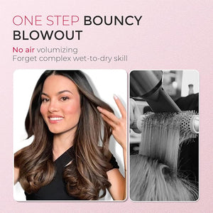 TYMO Thermal Brush Curling Brush - STYLUX 1.5 Inch Blowout Volumizer with Flexi-Fit for Hair Straightening Heated Round Styler Tool Hair Straightener and Curler 2 in 1 Dual Voltage Gold