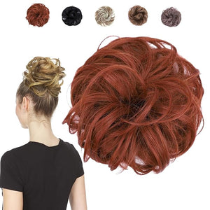 JuvaBun Copper Red Messy Bun Hair Piece - Synthetic Wig for Women