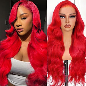 26 Inch Red Wig Human Hair 200 Density Body Wave Human Hair Wig Colored 13x4 Red HD Lace Front Wigs Human Hair Pre Plucked With Baby Hair