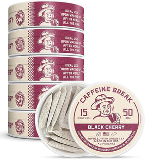 ALP Supply Co - Caffeine Break Black Cherry Caffeine Pouches - Smooth Black Cherry Flavor - Clean Bold Energy Anytime - Made in USA - 50mg per pouch - 15 Pouches