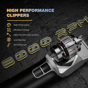 Professional Hair Clippers for Men - 8000RPM Brushless Motor &amp 440C Steel Blades Barber-Grade Cordless Clippers &amp Trimmer Set for Fade Designs Hair Cutting Tools for Professional Barbers