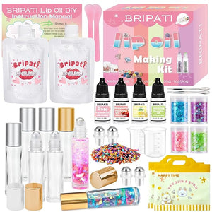 DIY Lip Gloss Making Kit, Lip Oil Maker Kits to Make Your Own Lipglosses with Roller Bottles, Moisturizing Lipstick Supplies Set, All-Inclusive Fun Lip Sticks Craft Kit for Girls Women