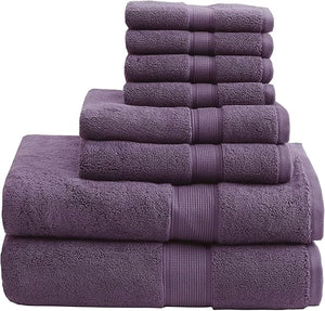 Madison Park 800GSM Bathroom Towel Set of 8 100% Cotton Bath Towel Set for Bathroom Luxurious Highly Absorbent 2 Bath Towels 2 Hand Towels 4 Washcloths Quick Dry Spa Quality Purple