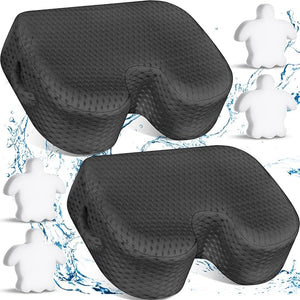 Tinideya 2 Pcs Hot Tub Booster Seat for Adults with Suction Cups and 4 Pcs Hot Tub Sponge Air Mesh Portable 15 x 12 x 5 Inch Seats Washable Inflatable Accessories for Spa Cushion(Grey)