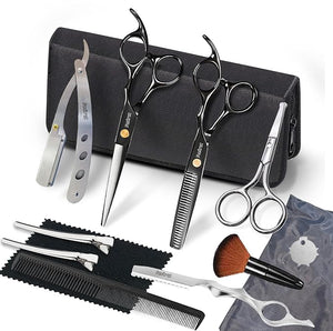 Professional Barber Scissors Set - Hair Shears Kit, Thinning Shears for Salon Haircut &amp; Bang Trimming