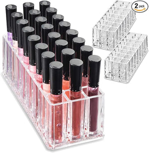 BY ALEGORY Acrylic Lip Gloss Organizer Makeup Storage Organization Refillablle Container Beauty Display Case 24 Space to Organize Tall Lip Gloss Lipsticks (2)