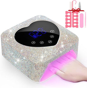 UV LED Nail Lamp Dryers 72W Rechargeable Cordless UV Light for Gel NailsSparkling Diamond Fast Curing Gel Polish Lamp with 5 Timer &amp Nail KitAuto SensorManicure Art Drying Tools for Home Salon
