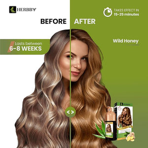 HERBBY Hair Color Shampoo for Gray Hair Coverage&amp;Color Transform with 9 Herbal Extracts ?Long Lasting(6-8 Weeks),Shiny,Evenly Colored,Instant Hair Dye Shampoo&amp;Conditioner, 500 Ml (WILD HONEY C