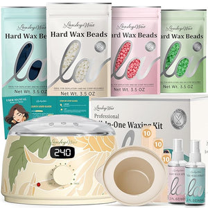 LANSLEYWAX Digital Waxing Kit for Women Men - YOLO Flora Waxing Machine with 39 Accessories - Hard Wax Kit for Arm Leg Brazilian Bikini Face Sensitive Skin Wax Warmer Hair Removal for Home/Salon Use