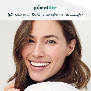 Primal Life Organics Real White Teeth Whitening Strips All-Natural Peroxide-Free 28 Strips 14 Treatments