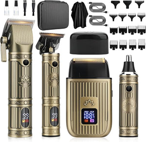 Hair Clippers for Men Professional T-Blade Barber Clippers and Trimmer Set 4 in 1 Mens Cordless Hair Clipper for Barber Kit Foil Thaver and Nose Trimmer for Men with LED Display