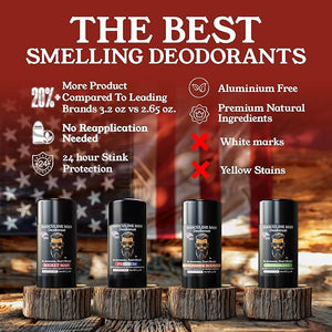 Deodorant for Men - Aluminum Free Mens Deodorant - Travel Size Natural Deodorants - Sweat Protection for Underarm - Stain-Free Stick Deodorants - Made in USA 3.2oz (Pack of 4 The Box)