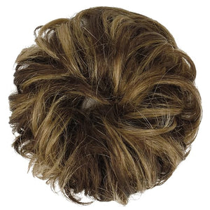 FESHFEN Human Messy Buns - 100% Human Hair Bun Real Scrunchies Hair Pieces Ponytail Extensions Wavy Tousled Updo Chignon Hairpieces for Women Brown Mixed Blonde