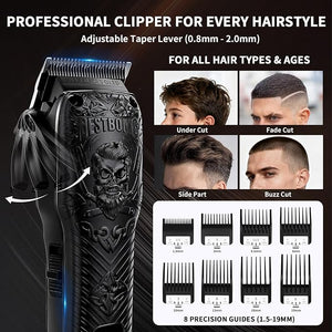 Professional Cordless Mens Hair Clippers &amp Beard Trimmer and Electric Shavers Kits &amp SetsMetal Hair Clippers Cutting Grooming Kit with Long Battery Life for Family Barber Use (Black)