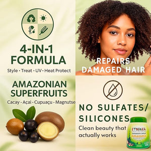 Etniker Amazonia Deep Conditioning Hair Mask Curly Hair Curl Restoration Treatment Professional - Curly Hair Leave in Conditioner Cream. Salon Quality. 33 oz