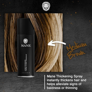 Mane Hair Thickening Spray &amp Root Touch Up Instantly Thicker Hair for Men &amp Women Fill in Hairlines and Hide Thinning and Fine Patches - Medium Brown 12 Colors (6.76 oz)