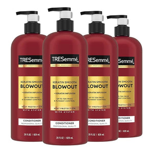 TRESemm? Keratin Smooth Conditioner 4 pack for Frizzy Hair Formulated with Lamellar-Discipline 28 Fl Oz