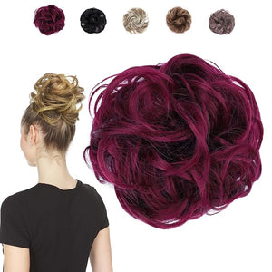 Juvabun Human Hair Bun Burg ? Natural-Looking Bun Extension for Elegant Updos, Lightweight &amp; Secure, Perfect Hair Accessory - Burg Color
