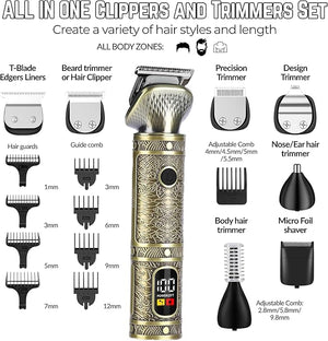 Male Hair Trimmer Cordless Shaving Kit for Mustache Body Nose Ear Hair Facial and Adaptable Beard Grooming Kit for Men's Birthday Presents
