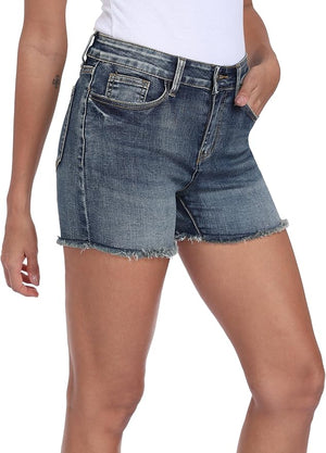 Mid Rise Denim Stretchy Jean Shorts for Women