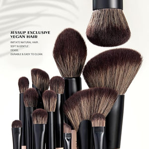 Jessup Makeup Brushes Set 7pcs Double Sided Makeup Brushes for Foundation Concealer Blush Eyeshadow Contour Bronzer Powder Blending Eyebrow Eyeliner Cruelty-Free Make up Brushes Peach Dust T600