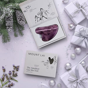 Mount Lai Amethyst Gua Sha Facial Tool ? The Stone of Inner Clarity ? 100% Genuine Amethyst Stone Face Sculpting Tool for Lymphatic Drainage Puffiness Reduction &amp Confident Radiance