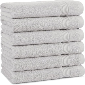 Arkwright Bathroom Hand Towels Set of 6 - Super Soft 100% Cotton 600 GSM Quick Dry &amp Absorbent Luxury Bath Essentials for Hotels Spa Hosts and Vacation Rentals Titanium Grey