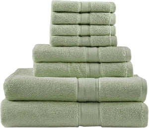 Madison Park 800GSM Bathroom Towel Set of 8 100% Cotton Bath Towel Set for Bathroom Luxurious Highly Absorbent 2 Bath Towels 2 Hand Towels 4 Washcloths Quick Dry Spa Quality Sage Green