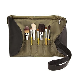 Bdellium Tools Professional Makeup Travel Line Basic 7pc. Brush Set with Roll-Up Pouch