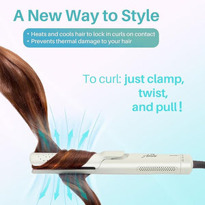 Asani 360¡Æ Airflow Styler - 2-in-1 Professional Curling Wand &amp Hair Straightener - Flat Iron Curler with Cooling Fan Air Vents - Crimper Styling Tool for Volume &amp Curls - for All Hair (Pearl
