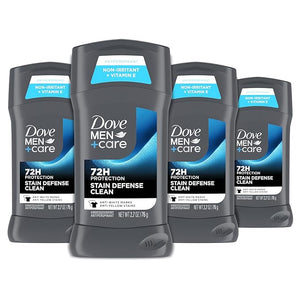 Dove Men+Care Deodorant Stick 4 Count Stain Defense Clean for Men Anti-white Marks &amp Anti-yellow Stains with 72-hour Sweat and Odor Protection 2.7 oz