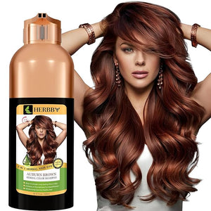 HERBBY Hair Color Shampoo for Gray Hair Coverage&ampColor Transform with 9 Herbal Extracts ?Long Lasting(6-8 Weeks)ShinyEvenly ColoredInstant Hair Dye Shampoo&ampConditioner500 Ml (AUBURN BROWN