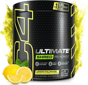 Cellucor C4 Ultimate Shred Pre Workout Powder, Fat Burner for Men &amp; Women, Metabolism Supplement with Ginger Root Extract, Lemon Italian Ice, 20 Servings (Pack of 1)