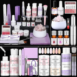 SAVILAND Acrylic Nail Kit with Drill: Professional Acrylic Nail Set with Powder, Liquid, Brush, Cuticle Remover &amp; Oil, Essentials Tools for Beginners ? DIY Manicure Kit for Home or Salon Use