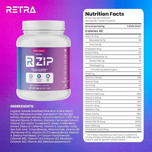 RETRA Zip Canister - Vegan and Gluten-Free Energy Drink Mix Supports Immune System Gut Health - Berry Breeze Flavor - 12.07 Ounce