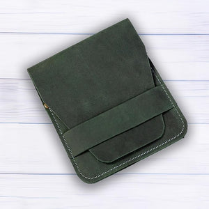 Leather Manicure Set Case Grooming Kit Organizer (Atlantic Deep Green)