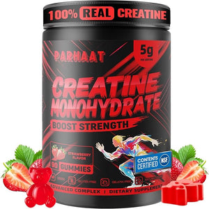 Creatine Monohydrate Gummies 5g for Men &amp Women - Boost FocusStrength and Endurance Anti-Melting Formula Vegan Gluten-Free Non-GMO 2.5 Gram Creatine per Gummy (Strawberry 90 ct)