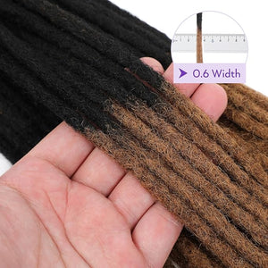18Inch Dreadlock Extensions Loc Extensions Human Hair 0.6CM 100% Real Human Hair Full Head Handmade Permanent Dreadlocks Extension for Men/Women(18 Inch 30Strands,T1B/30#)