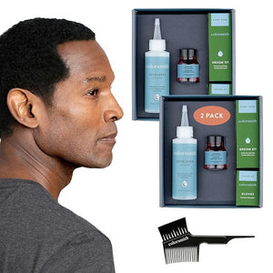 Hair &amp; Beard Color for Full Gray Coverage 2 pack - Soft Ash Black - Ammonia-Free Complete Men¡¯s At-home Beard &amp; Hair Dye Kit, Professional-grade Permanent Hair Color (2.1)
