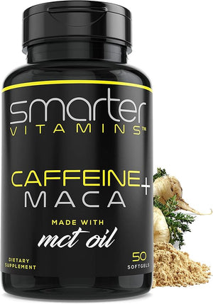 Smarter Energy Pills 200mg Caffeine &amp Coconut MCT Oil with Maca Root 50 Liquid Softgels