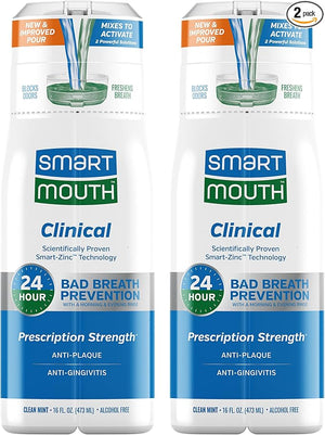 SmartMouth DDS Activated Clinical Mouthwash - Adult Mouthwash for Fresh Breath - for Gum Health, Gingivitis &amp; More - Clean Mint Flavor, 16 fl oz (2 Pack)