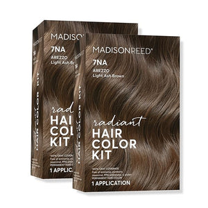 Madison Reed Radiant Hair Color Kit | 7NA Light Ash Brown with Cool Smoky Undertones (Arezzo Brown) for 100% Gray Hair Coverage | Dimensional Permanent Hair Dye | PPD-Free &amp Ammonia-Free | 2 Pack