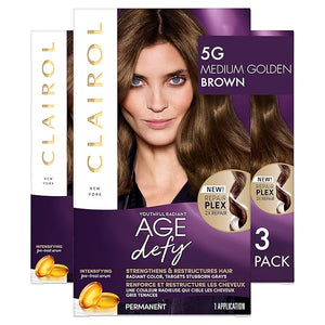 Clairol Age Defy Permanent Hair Dye 5G Medium Golden Brown Hair Color Pack of 3