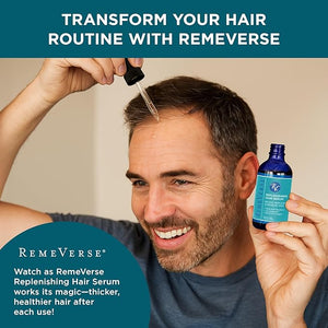 RemeVerse Replenishing Hair Serum - Nourish Scalp &amp Fortifies Follicle Strand with Redensyl Infused with Biotin for Thinning Hair and Collagen for Dry Scalp Densifying Unscented Hair Serum 4 Fl